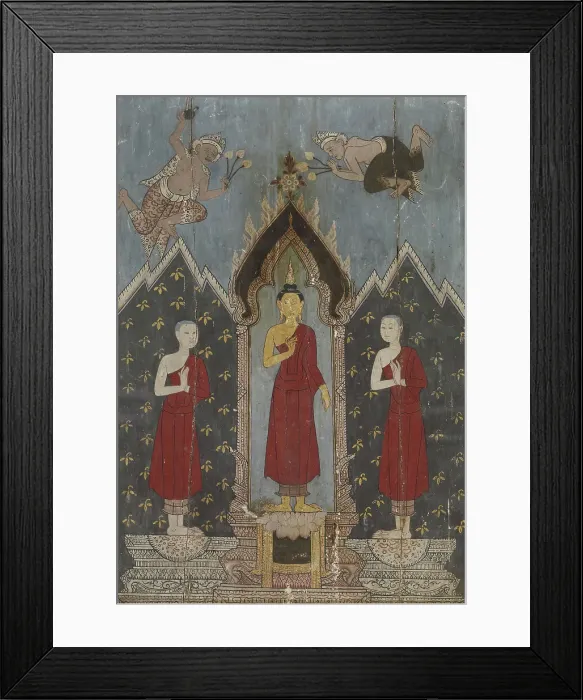 Framed Print : The Buddha with his disciples Sariputta and Moggalana, 1st quarter 19th century. Creator: Unknown Framed Print : The Buddha with his disciples Sariputta and Moggalana, 1st quarter 19th century. Creator: Unknown