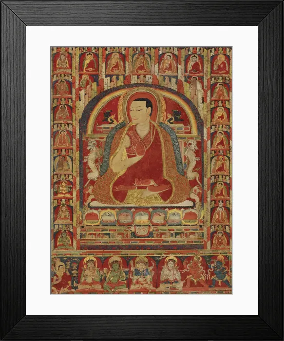 Framed Print : Kuyalwa, Second Abbot of Taklung Monastery, with Three Lineages, mid-13th century. Creator: Unknown Framed Print : Kuyalwa, Second Abbot of Taklung Monastery, with Three Lineages, mid-13th century. Creator: Unknown