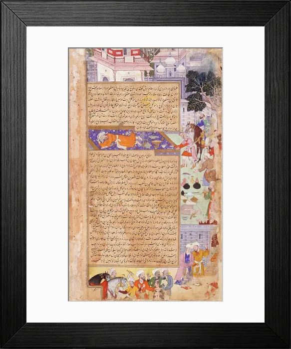 Framed Print : Deaths of Al-Wathiq and Muhammad B. Baiis Jalis (recto), Death of Anbakh (verso)... c1594. Creator: Unknown Framed Print : Deaths of Al-Wathiq and Muhammad B. Baiis Jalis (recto), Death of Anbakh (verso)... c1594. Creator: Unknown