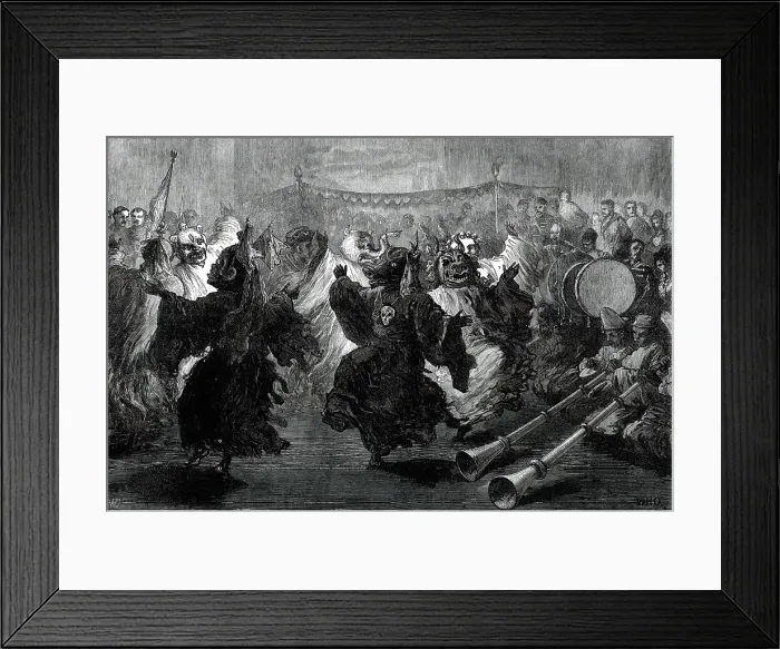 Framed Print : Lama Dance at Jummoo, performed before the Prince of Wales...1876. Creator: W. H. O Framed Print : Lama Dance at Jummoo, performed before the Prince of Wales...1876. Creator: W. H. O