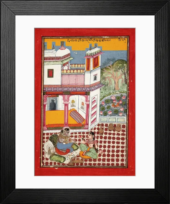 Framed Print : Dhanashri Ragini, First Wife of Dipak Raga, Folio from a Ragamala... between c1725 and c1750. Creator: Unknown Framed Print : Dhanashri Ragini, First Wife of Dipak Raga, Folio from a Ragamala... between c1725 and c1750. Creator: Unknown