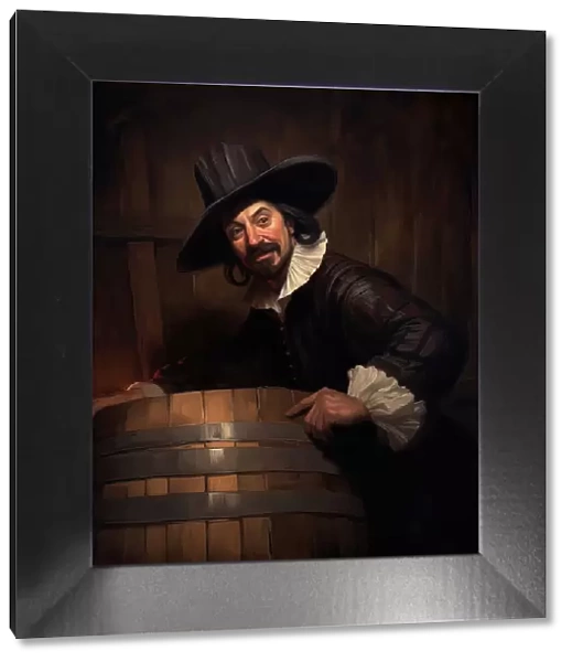 AI IMAGE - Portrait of Guy Fawkes in the cellar of the Palace of Westminster, 1605, (2023). Creator: Heritage Images
