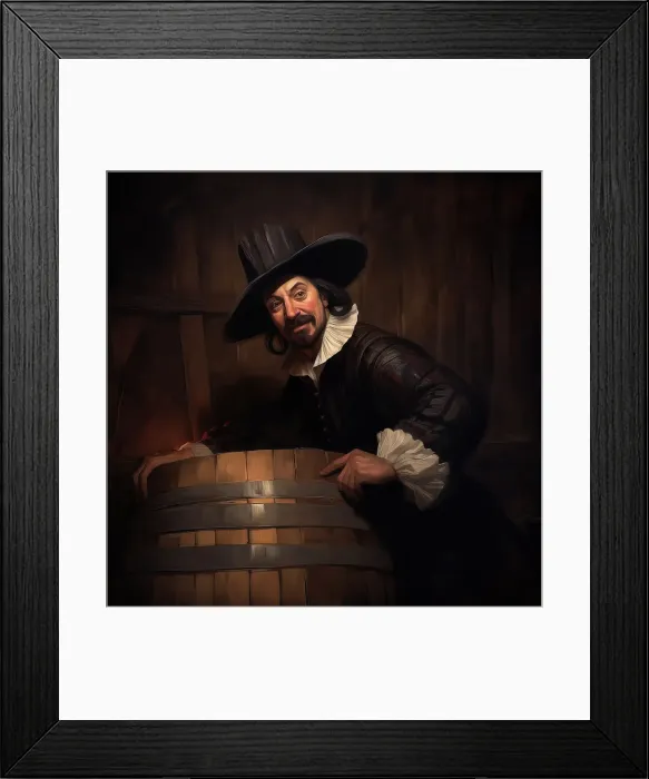 Framed Print : AI IMAGE - Portrait of Guy Fawkes in the cellar of the Palace of Westminster, 1605, (2023). Creator: Heritage Images Framed Print : AI IMAGE - Portrait of Guy Fawkes in the cellar of the Palace of Westminster, 1605, (2023). Creator: Heritage Images