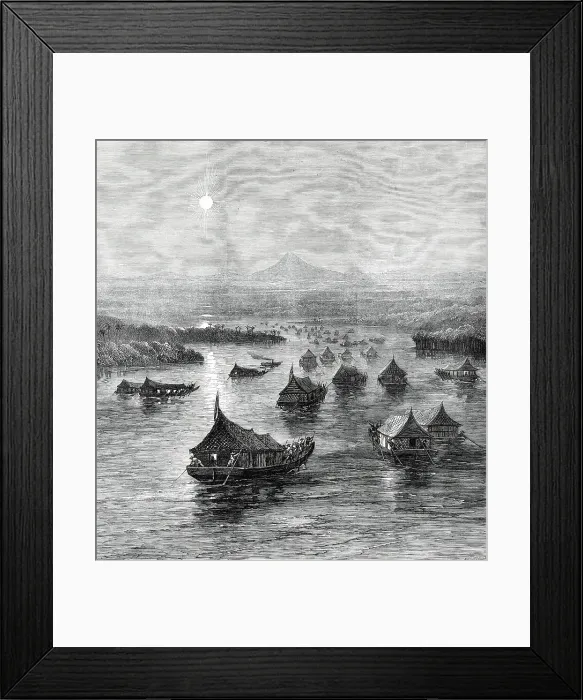 Framed Print : The Expedition against the Malays: the British Force ascending the Perak River, 1876. Creator: J Greenaway Framed Print : The Expedition against the Malays: the British Force ascending the Perak River, 1876. Creator: J Greenaway