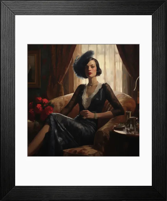 Framed Print : AI IMAGE - A woman wearing 1920s fashion, 2023. Creator: Heritage Images Framed Print : AI IMAGE - A woman wearing 1920s fashion, 2023. Creator: Heritage Images