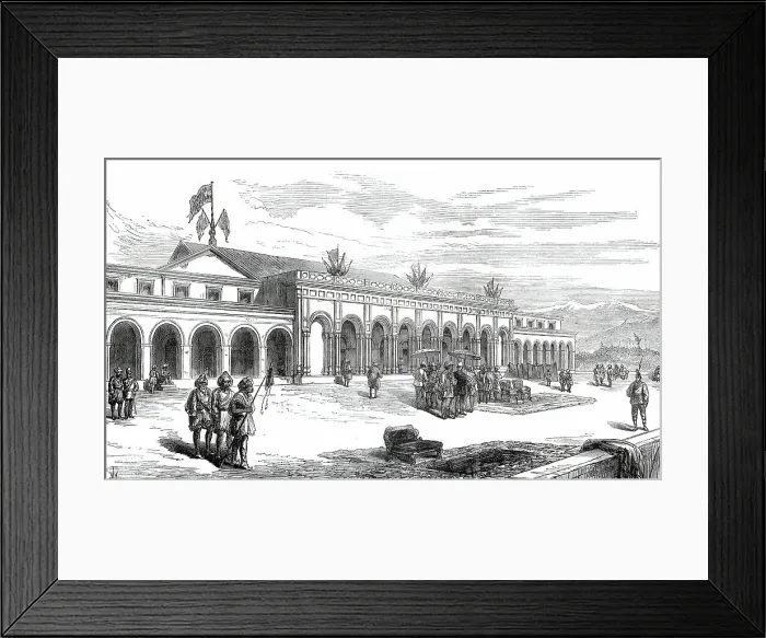 Framed Print : The Prince of Wales in India: palace built in two months by the Maharajah of Cashmere...1876. Creator: Unknown Framed Print : The Prince of Wales in India: palace built in two months by the Maharajah of Cashmere...1876. Creator: Unknown