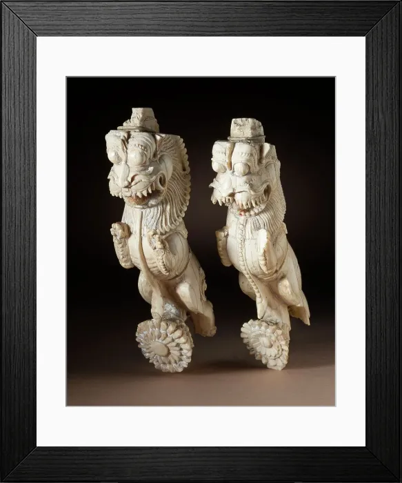 Framed Print : Pair of Architectural Brackets in the Form of Rampant Leonine Creatures (yali... 17th century. Creator: Unknown) Framed Print : Pair of Architectural Brackets in the Form of Rampant Leonine Creatures (yali... 17th century. Creator: Unknown)