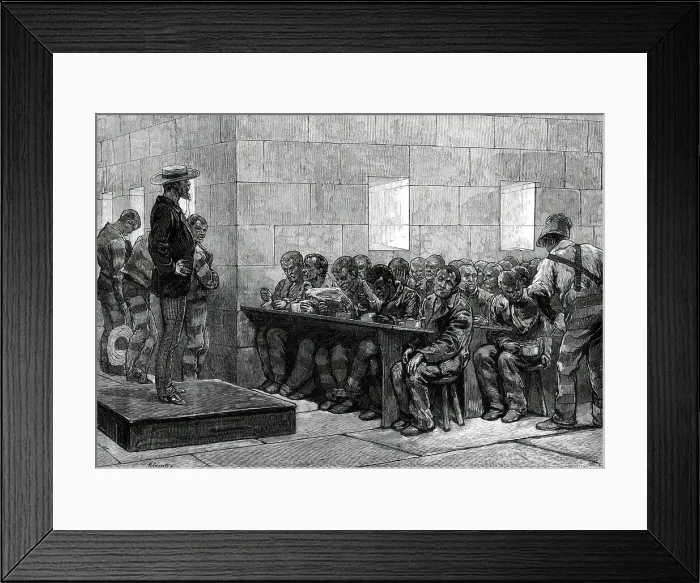 Framed Print : American Sketches: Blackwell's Island Penitentiary, New York - Dining-Room, 1876. Creator: Unknown Framed Print : American Sketches: Blackwell's Island Penitentiary, New York - Dining-Room, 1876. Creator: Unknown