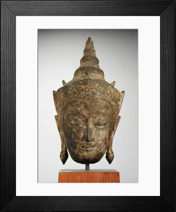 Framed Print : Crowned Buddha Head, 17th century. Creator: Unknown Framed Print : Crowned Buddha Head, 17th century. Creator: Unknown