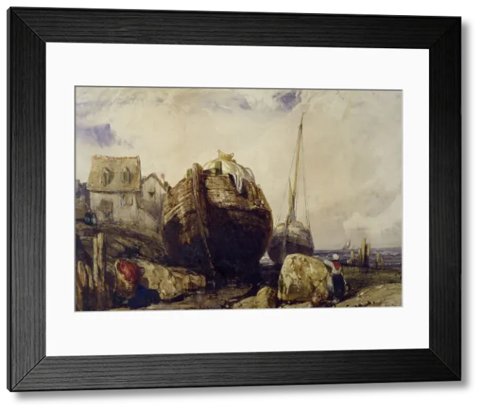 Framed Print : Fishing Boats, 1836. Creator: Eugene Isabey Framed Print : Fishing Boats, 1836. Creator: Eugene Isabey