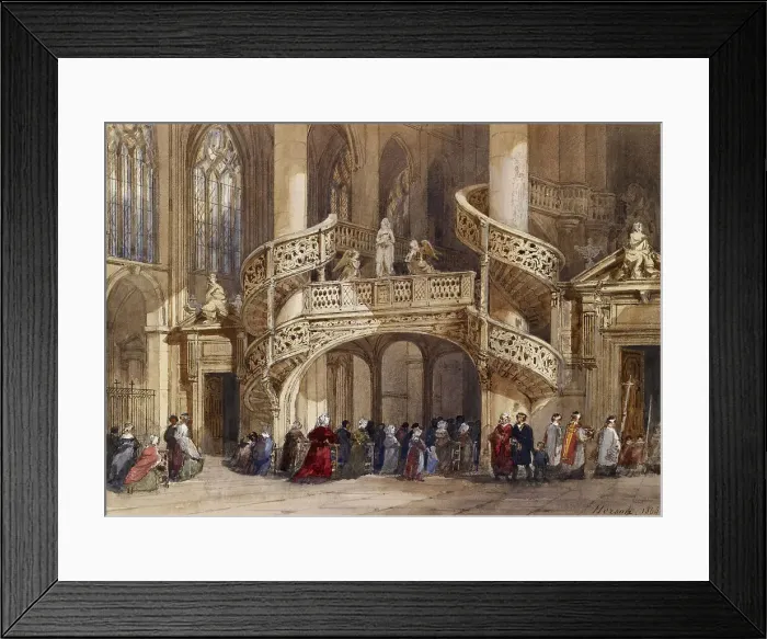 Framed Print : Interior of St. Etienne du Mont, 1864. Creator: Émile-Antoine-François Herson Framed Print : Interior of St. Etienne du Mont, 1864. Creator: Émile-Antoine-François Herson