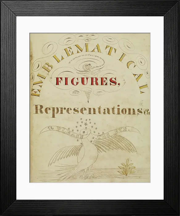 Framed Print : Title page: Emblematical Figures, Representations and Etc. to Please the Eye, 1826-1827. Creator: Justus Dalee. Title page: Emblematical Figures, Representations and Etc. to Please the Eye, 1826-1827. Creator: Justus Dalee Framed Print : Title page: Emblematical Figures, Representations and Etc. to Please the Eye, 1826-1827. Creator: Justus Dalee. Title page: Emblematical Figures, Representations and Etc. to Please the Eye, 1826-1827. Creator: Justus Dalee