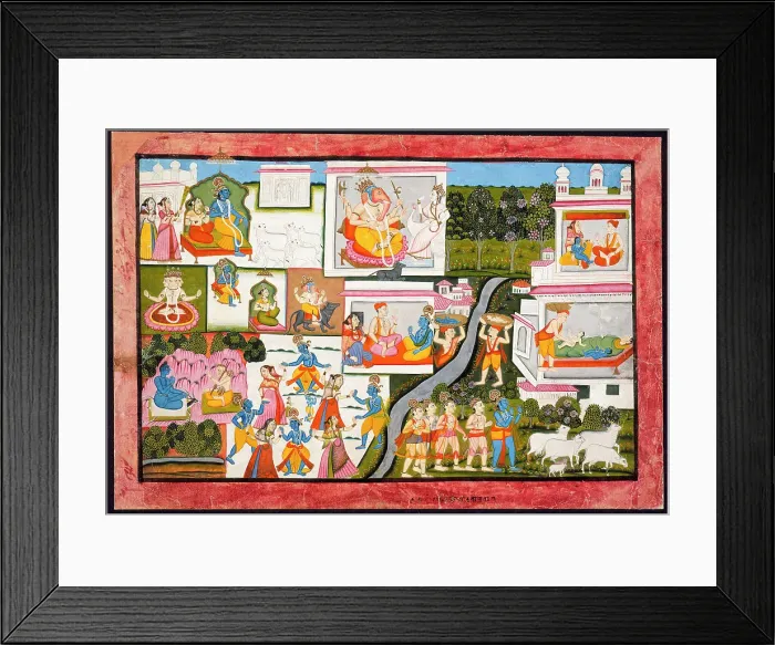 Framed Print : Scenes from the Life of Krishna, Folio from a Bhagavata Purana (Ancient Stories of the Lord), c1775. Creator: Unknown Framed Print : Scenes from the Life of Krishna, Folio from a Bhagavata Purana (Ancient Stories of the Lord), c1775. Creator: Unknown