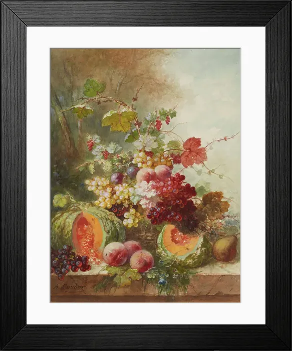 Framed Print : Still Life with Melons, 1865. Creator: Alexandre Couder Framed Print : Still Life with Melons, 1865. Creator: Alexandre Couder