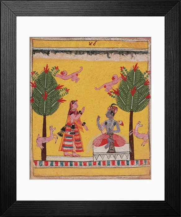 Framed Print : Radha's Confidante Meets with Krishna (Arudhayauvana Madhya)... c1635. Creator: Unknown Framed Print : Radha's Confidante Meets with Krishna (Arudhayauvana Madhya)... c1635. Creator: Unknown