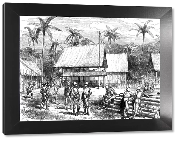 The Expedition against the Malays of Perak: officers quarters, Campong Boyah, 1876. Creator: C.R