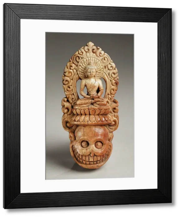 Framed Print : Ritual Diadem Plaque with a Buddha Surmounting a Skull, 17th century. Creator: Unknown Framed Print : Ritual Diadem Plaque with a Buddha Surmounting a Skull, 17th century. Creator: Unknown