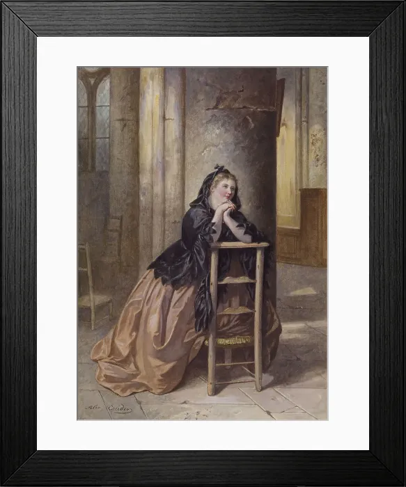 Framed Print : Woman Kneeling in Prayer, 1864. Creator: Alexandre Couder Framed Print : Woman Kneeling in Prayer, 1864. Creator: Alexandre Couder