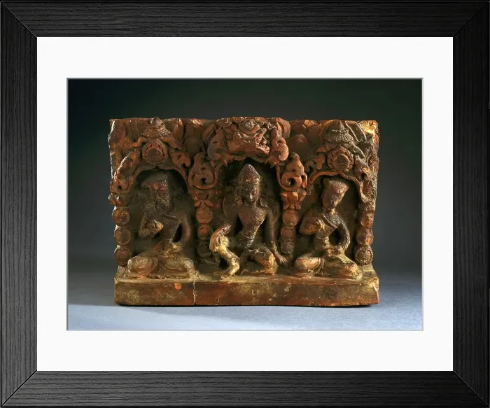 Framed Print : Image Base with Indra (?) and Donor Figures, 17th-18th century. Creator: Unknown Framed Print : Image Base with Indra (?) and Donor Figures, 17th-18th century. Creator: Unknown