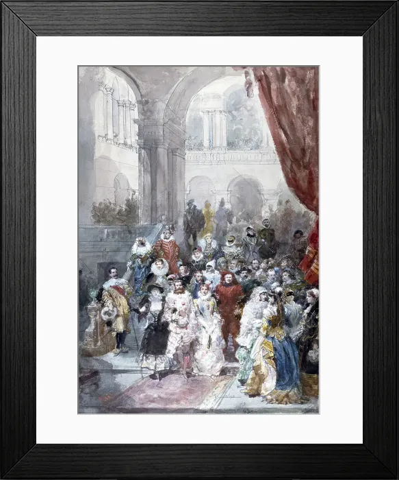 Framed Print : Study for a Painting of a Costume Ball Given by the Princess of Sagan, 1883. Creator: Eugene Louis Lami Framed Print : Study for a Painting of a Costume Ball Given by the Princess of Sagan, 1883. Creator: Eugene Louis Lami