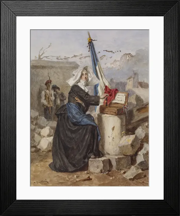 Framed Print : Aid for the Wounded (Sister of Charity), c1865. Creator: Alexandre-Marie Guillemin Framed Print : Aid for the Wounded (Sister of Charity), c1865. Creator: Alexandre-Marie Guillemin