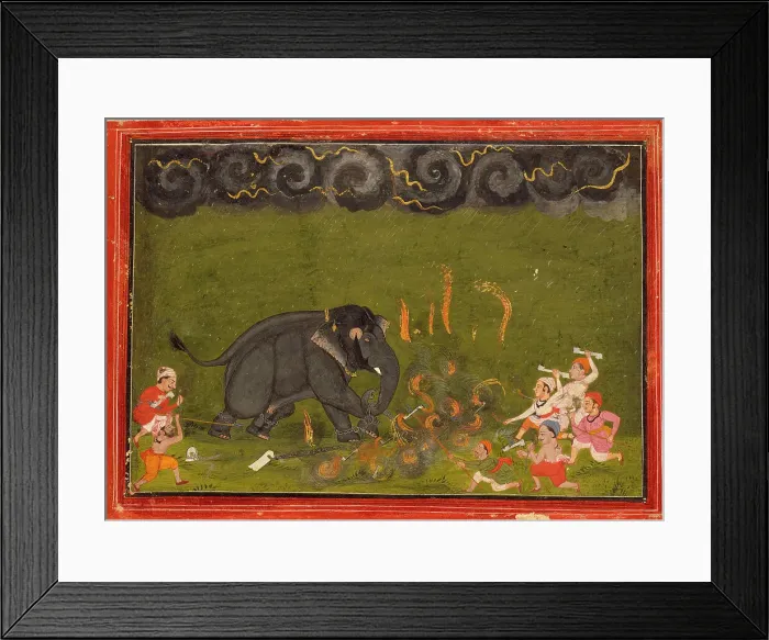 Framed Print : Taming of the Elephant Chanchal, 1760. Creator: Unknown Framed Print : Taming of the Elephant Chanchal, 1760. Creator: Unknown