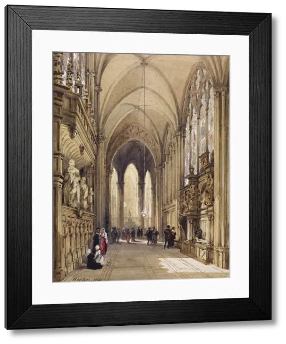 Framed Print : Interior of a Gothic Church, 1864. Creator: Émile-Antoine-François Herson Framed Print : Interior of a Gothic Church, 1864. Creator: Émile-Antoine-François Herson