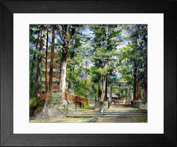 Framed Print : Avenue to the Temple of Iyeyasa, Nikko. Mid-day Sun. 1886. Creator: John La Farge Framed Print : Avenue to the Temple of Iyeyasa, Nikko. Mid-day Sun. 1886. Creator: John La Farge