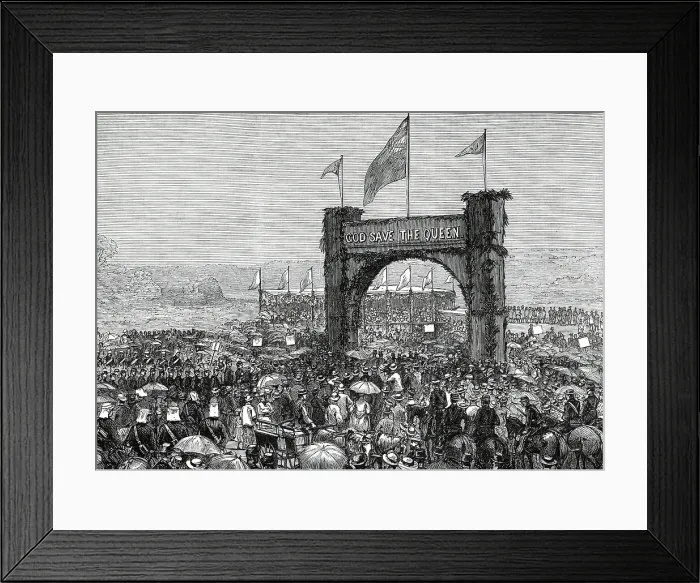 Framed Print : Cutting the First Turf of the Natal Government Railway at Durban, 1876. Creator: Unknown Framed Print : Cutting the First Turf of the Natal Government Railway at Durban, 1876. Creator: Unknown
