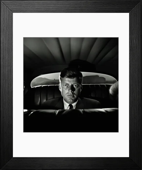 Framed Print : AI IMAGE - Portrait of John F Kennedy in a car, 1960s, (2023). Creator: Heritage Images