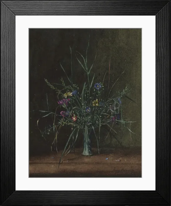 Framed Print : Bouquet of Wild Flowers with Flax, 1865. Creator: Leon Bonvin Framed Print : Bouquet of Wild Flowers with Flax, 1865. Creator: Leon Bonvin