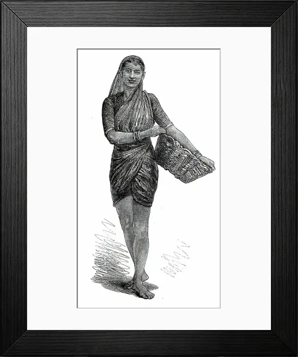 Framed Print : Costumes of Western India, Mahar girl, 1876. Creator: Unknown Framed Print : Costumes of Western India, Mahar girl, 1876. Creator: Unknown