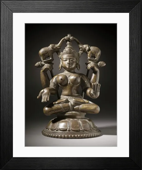 Framed Print : Shri Lakshmi Lustrated by Elephants (Gaja-Lakshmi), 18th century. Creator: Unknown Framed Print : Shri Lakshmi Lustrated by Elephants (Gaja-Lakshmi), 18th century. Creator: Unknown