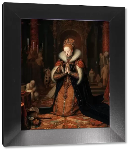 AI IMAGE - Portrait of Queen Elizabeth I in prayer, 16th century, (2023). Creator: Heritage Images