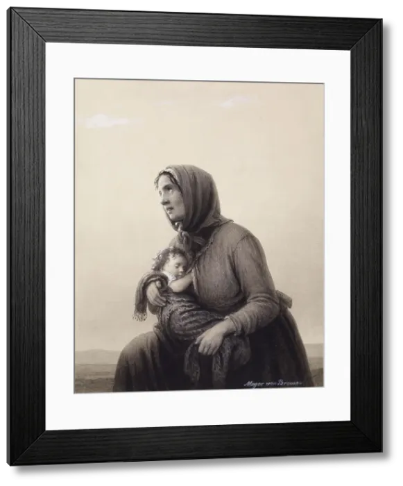 Framed Print : Kneeling Peasant Woman, mid 19th century. Creator: Johann Georg Meyer Framed Print : Kneeling Peasant Woman, mid 19th century. Creator: Johann Georg Meyer