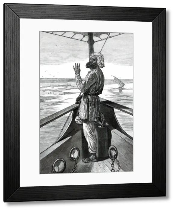 Framed Print : Taking soundings on board a steamer on the Indus, 1876. Creator: Unknown Framed Print : Taking soundings on board a steamer on the Indus, 1876. Creator: Unknown