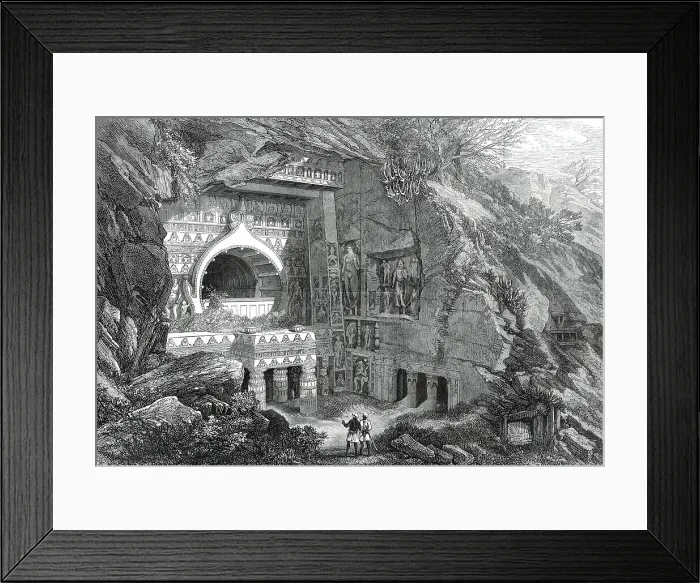 Framed Print : Buddhist Rock-Cut Temple, Ajunta, India, 1876. Creator: P. Grenier Framed Print : Buddhist Rock-Cut Temple, Ajunta, India, 1876. Creator: P. Grenier