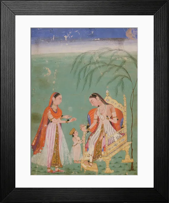 Framed Print : Lady Receiving a Child and Her Maid, c1640. Creator: Unknown Framed Print : Lady Receiving a Child and Her Maid, c1640. Creator: Unknown