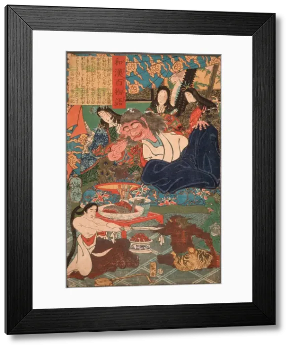 Framed Print : Shutendoji Surrounded by Women, 1865. Creator: Tsukioka Yoshitoshi Framed Print : Shutendoji Surrounded by Women, 1865. Creator: Tsukioka Yoshitoshi