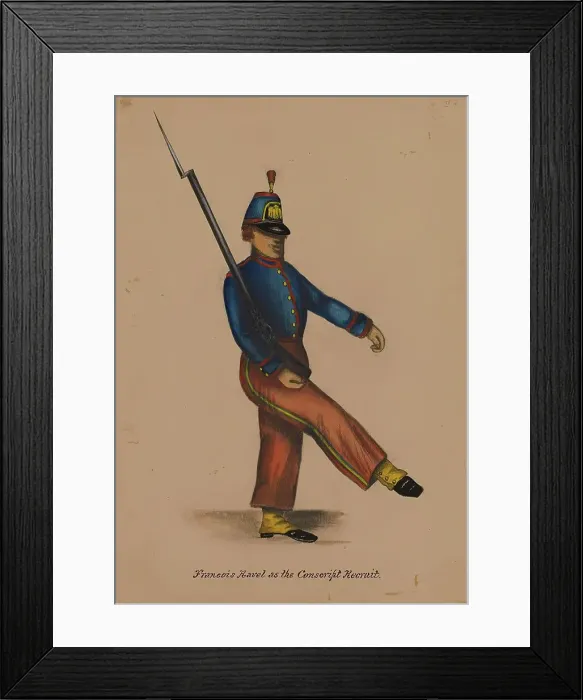 Framed Print : Françoise Ravel as the Conscript Recruit, 1855-1859. Creator: Alfred Jacob Miller Framed Print : Françoise Ravel as the Conscript Recruit, 1855-1859. Creator: Alfred Jacob Miller