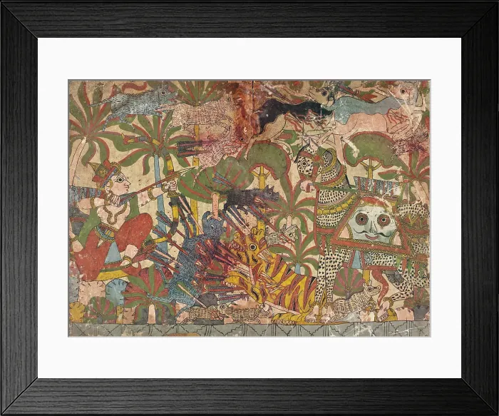 Framed Print : Babhruvahana Kills Animals to Save Syamakarna (recto), Babhruvahana Faces... c1850. Creator: Unknown Framed Print : Babhruvahana Kills Animals to Save Syamakarna (recto), Babhruvahana Faces... c1850. Creator: Unknown