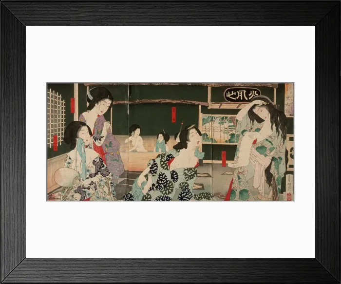 Framed Print : Summer: Women Bathing at the Daishoro, 1883. Creator: Tsukioka Yoshitoshi Framed Print : Summer: Women Bathing at the Daishoro, 1883. Creator: Tsukioka Yoshitoshi