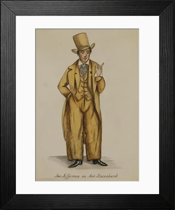 Framed Print : Joseph Jefferson as Asa Trenchard [From Tom Taylor's Our American Cousin'], 1855-1859. Creator: Alfred Jacob Miller