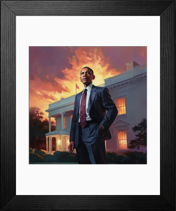 Framed Print : AI IMAGE - Portrait of President Obama, c2009, (2023). Creator: Heritage Images Framed Print : AI IMAGE - Portrait of President Obama, c2009, (2023). Creator: Heritage Images