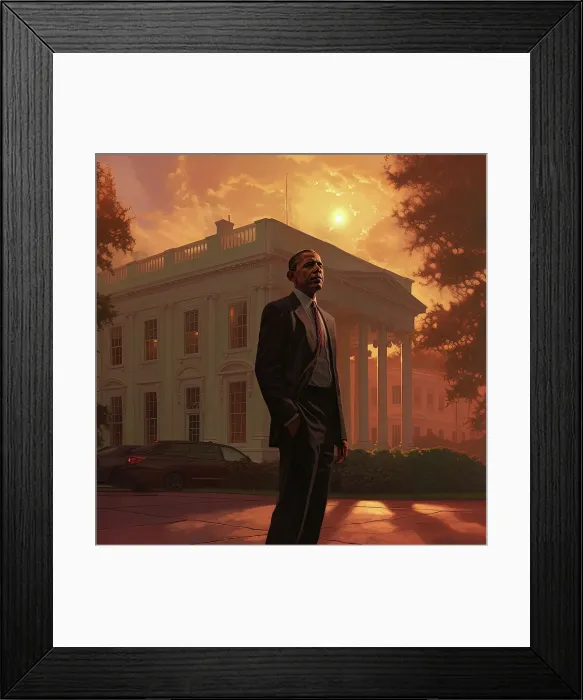 Framed Print : AI IMAGE - Portrait of President Obama, c2009, (2023). Creator: Heritage Images Framed Print : AI IMAGE - Portrait of President Obama, c2009, (2023). Creator: Heritage Images