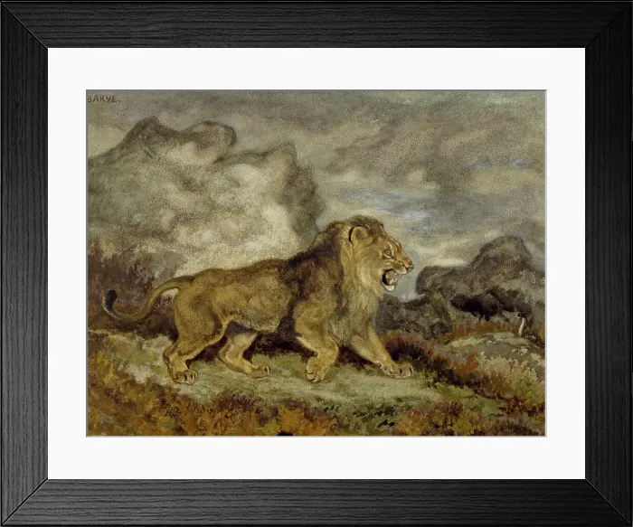 Framed Print : Lion and Serpent, c1840. Creator: Antoine-Louis Barye Framed Print : Lion and Serpent, c1840. Creator: Antoine-Louis Barye