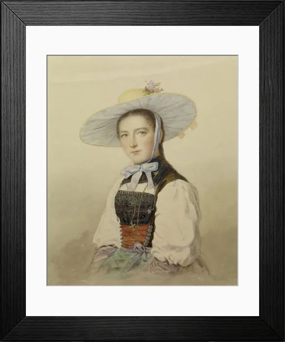 Framed Print : Girl in a Southern German Folk Costume, 19th century. Creator: Unknown Framed Print : Girl in a Southern German Folk Costume, 19th century. Creator: Unknown