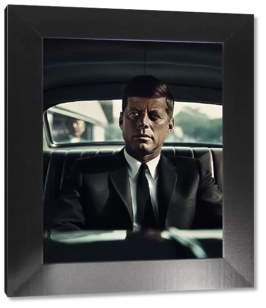 AI IMAGE - Portrait of John F Kennedy in a car, 1960s, (2023). Creator: Heritage Images