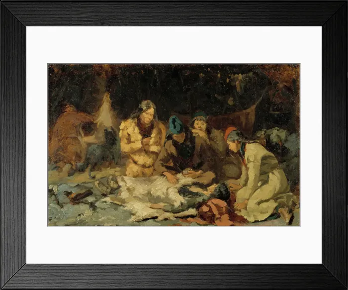 Framed Print : By a Sickbed, 1870s. Creator: Anna Nordlander Framed Print : By a Sickbed, 1870s. Creator: Anna Nordlander