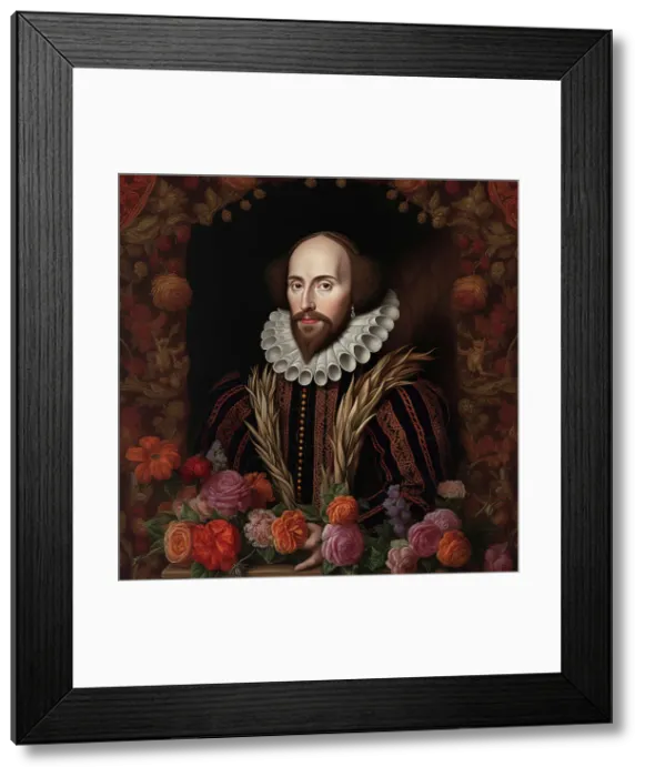 Framed Print : AI IMAGE - Portrait of William Shakespeare, 1600s, (2023). Creator: Heritage Images